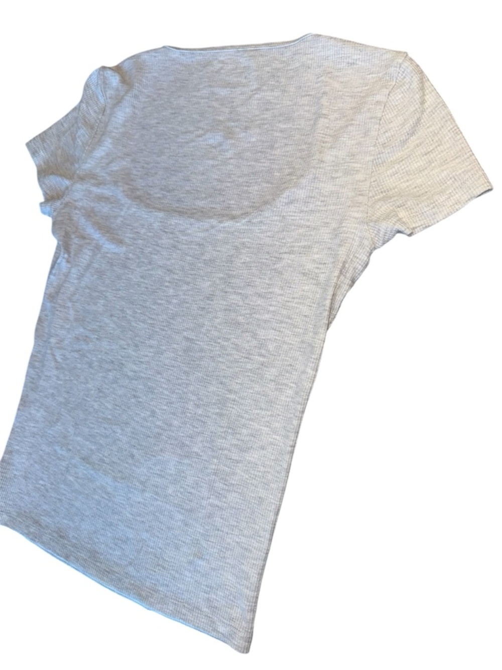 Abercrombie A&F Essentials Ribbed Square Neck Tee Gray Short Sleeve Tuckable S - Picture 7 of 7